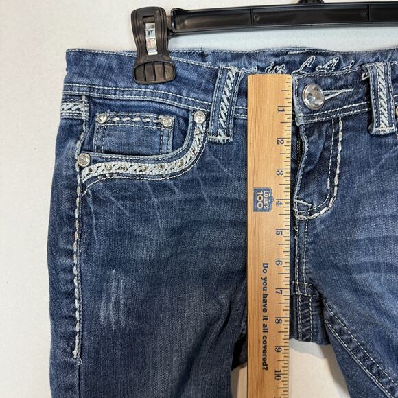 Grace In La Jeans Womens 7/27 Blue Denim Stretch Beaded 5-Pockets Boot Cut Leg - Picture 15 of 16